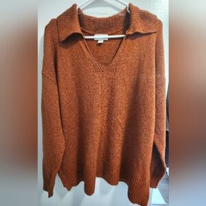 Bronze Collared V-Neck Pullover Sweater from Target